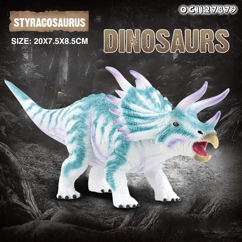 Styracosaurus Cognitive Educational Toys 3D Animal Collectable Simulation Realistic 4 Inch PVC Solid Dinosaur for Kids Boys