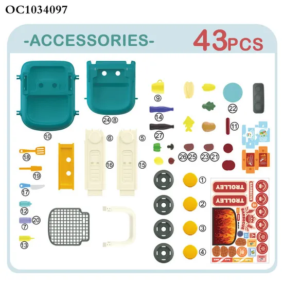 Wholesale Plastic Play Food Set Cart Children's Pretend BBQ Cooking Kitchen Toy