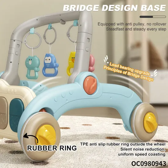Wholesale New Model Gym Piano Playing Mat Plastic Frame Manufacture Multifunctional Funny 2-in-1kids Baby Walker
