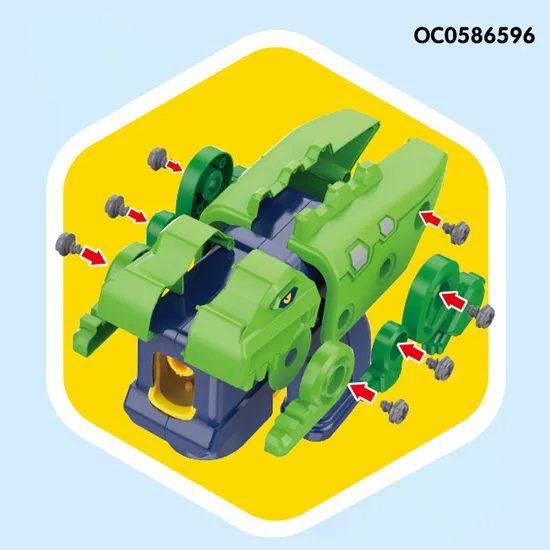 DIY Assembly Dinosaur Plastic Blower Kids Toys Machine Bubble Gun