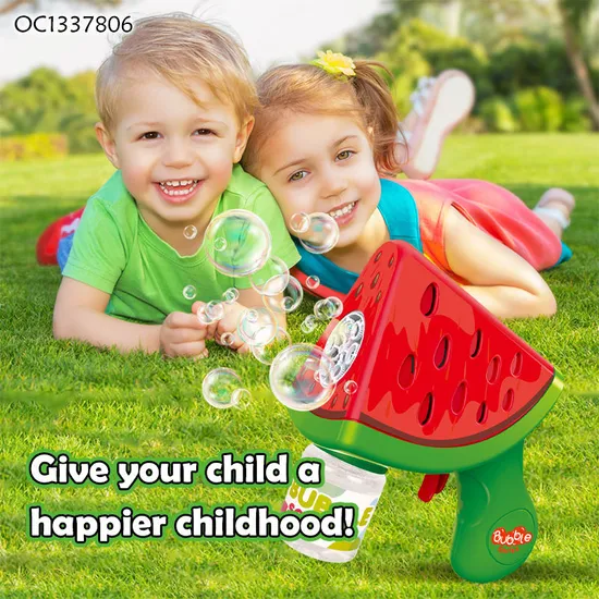 Wholesale Best Q Seller Lovely Watermelon Design Low Price Summer Friendly Items LED Bubble Guns Toy Blowing Machine for Kids 2026