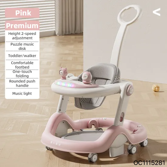 New Style Multifunction Luxury Round Bottom Real Baby Walker Sit to Stand Learning Walker Kids with Music Light and Push Rod Toys That Help Babies Learn to Walk