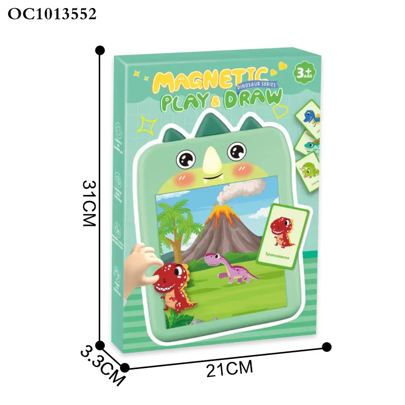 Montessori Educational Sensory Dinosaur Theme Early Education Creative Small Puzzles Colorful Doodle Board Drawing Tablet Toyplastic