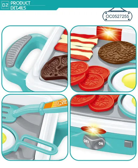 Wholesale Funny Pretend Barbecue Small Kitchen Toy Kids Gift Role Play Set with Sounds and Lights