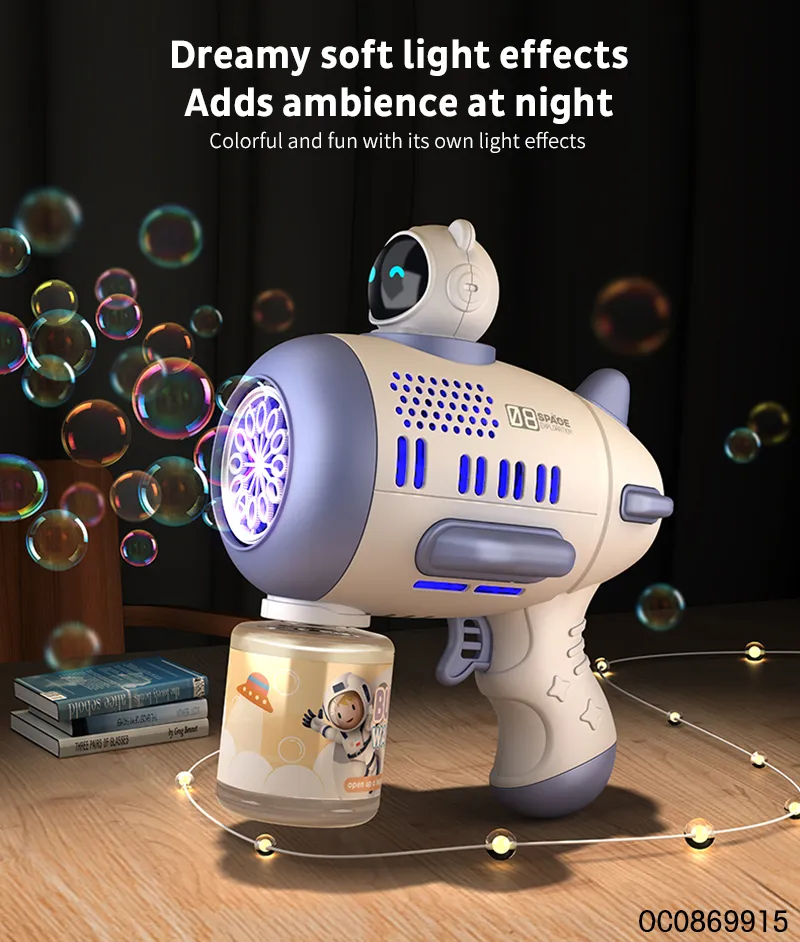 12 Holes Electric Space Astronaut Bubble Machine Gun with Solution with Light