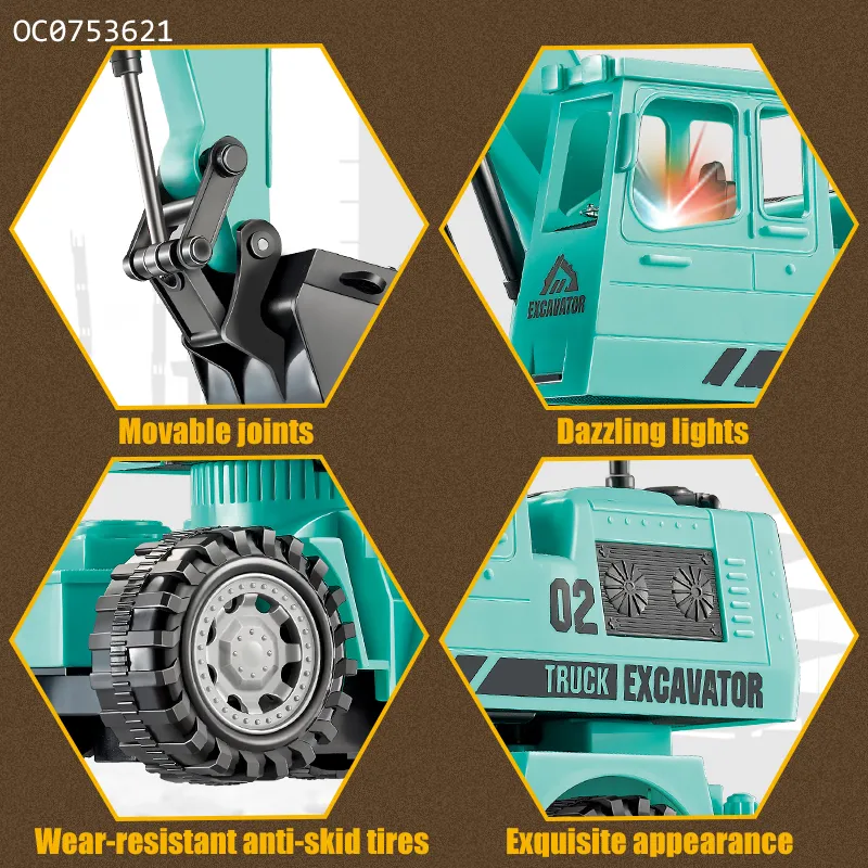 RC Miniature Excavation Equipment Remote Control Digger Kids Electric Construction Toys Excavator Electric RC Truck