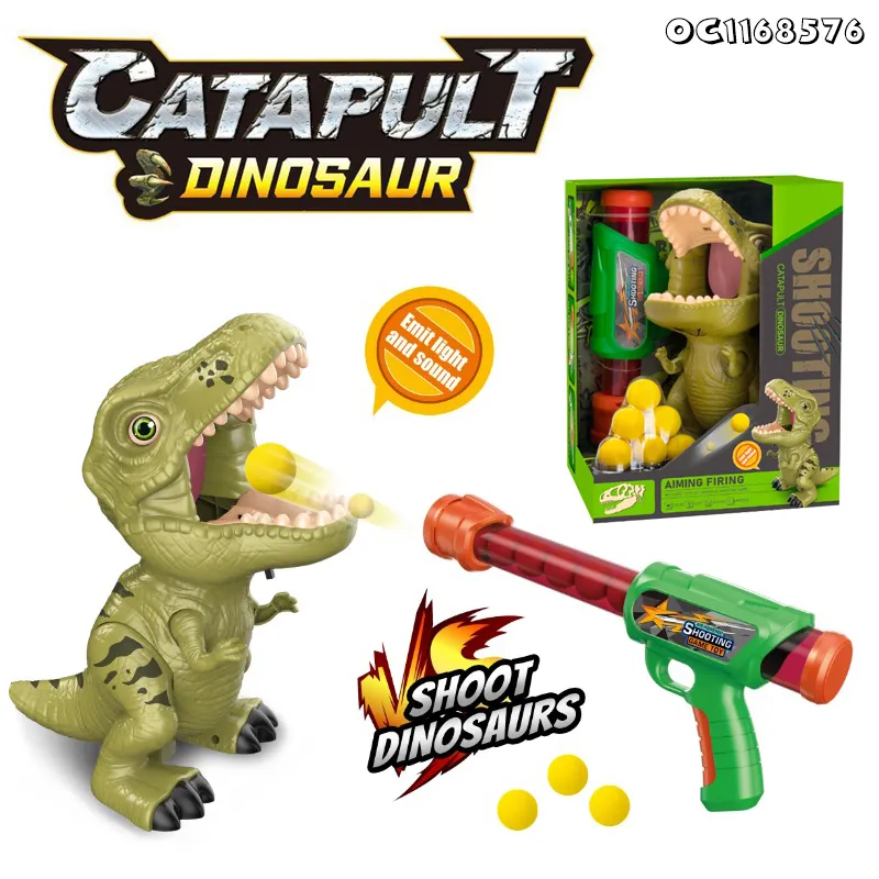 Cheap Plastic Soft Foam Bullet Moveable Dinosaur Shooting Games Toy Gun for Kids with Light Sound