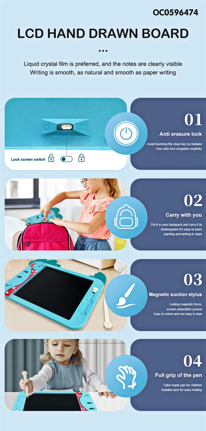 Kids Magic LCD Tool Montessori Popular Creative DIY Toys Magnetic Drawing Writing Board for Kids