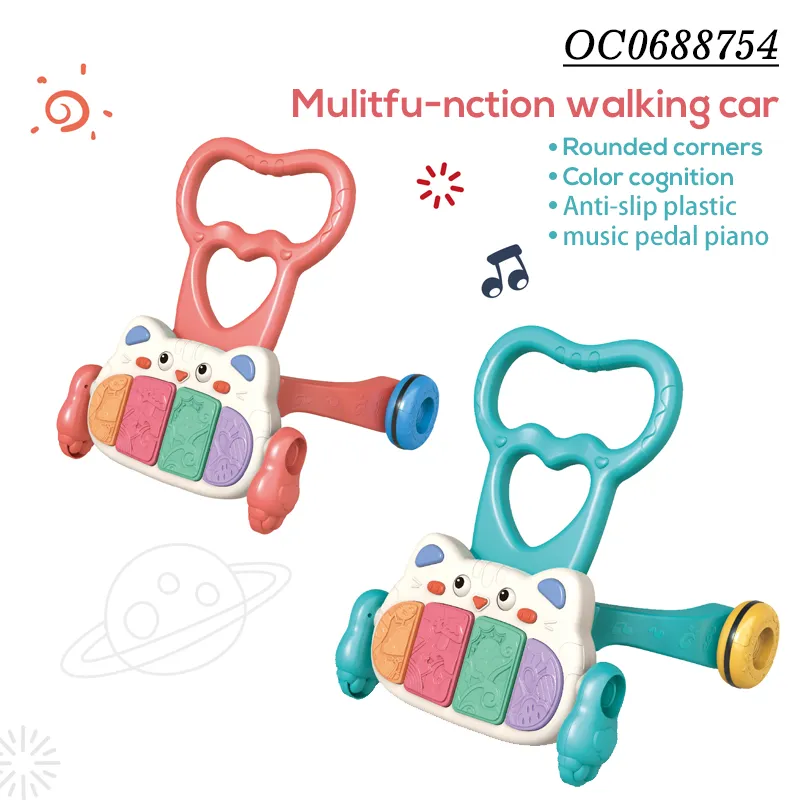 Cheap Plastic Toys Wholesale Designed Educational Standing Baby Learn to Walking Miusical Walker