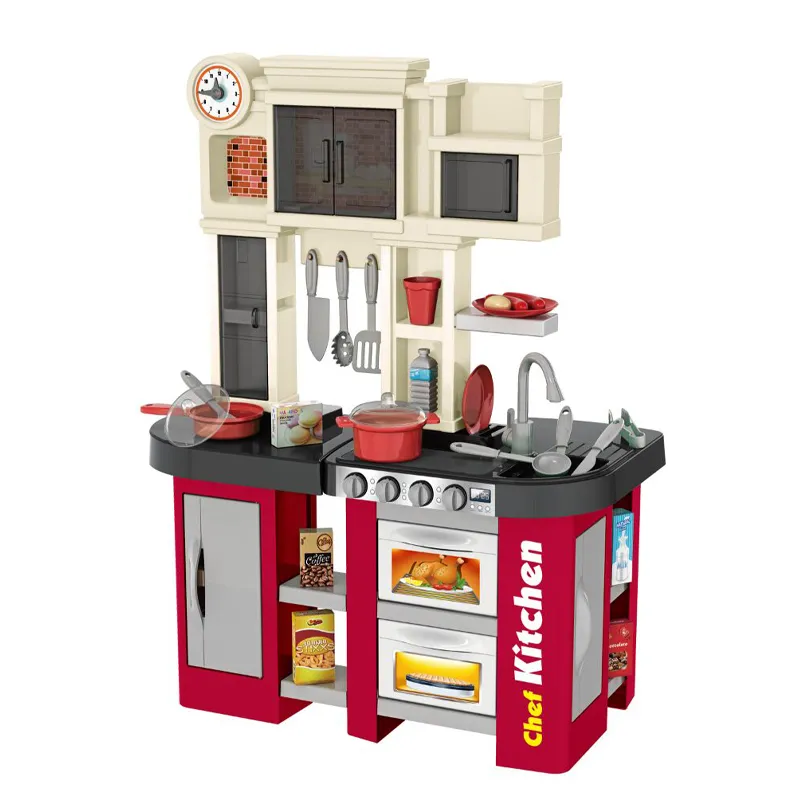 Wholesale Children Big Size Cooking Luxury Plastic Children House Play Kitchen Toys Gift Sets for Kids with Light Music