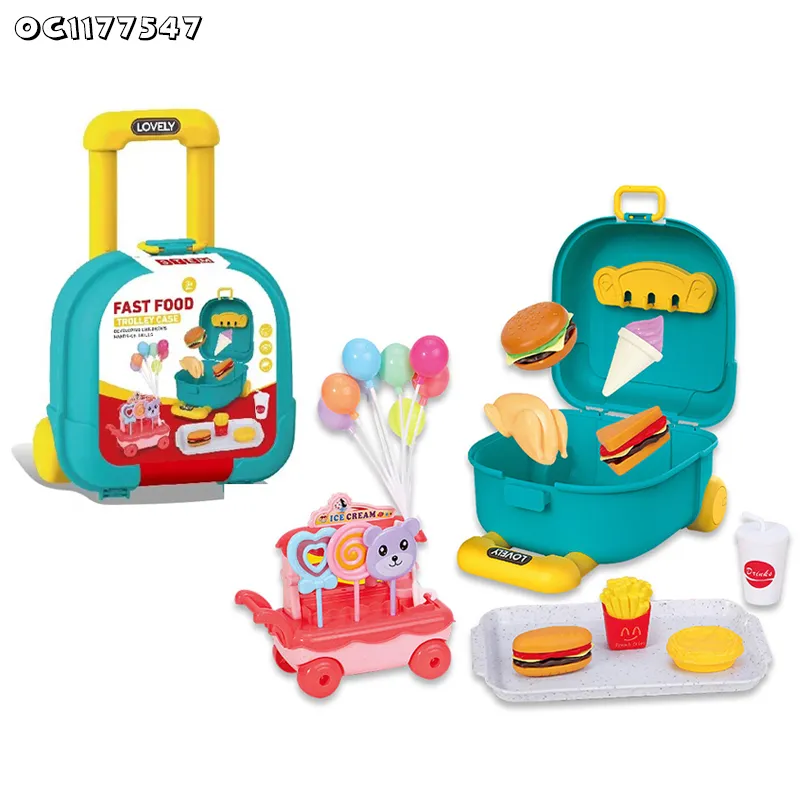 Wholesale Fast Food Hamburger Dog French Plastic Children House Play Gift Set Kitchen Toy Set for Kids