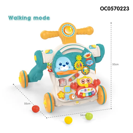 New 4 in 1 Multifunction Push Musical Wholesale Designed Educational Infant Standing Baby Walkers Toy