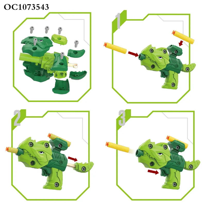 Wholesale Boys PVC Plastic Biq Dinosaur Toy Kids Assemble Soft Bullet Games Plastic Toys Gun