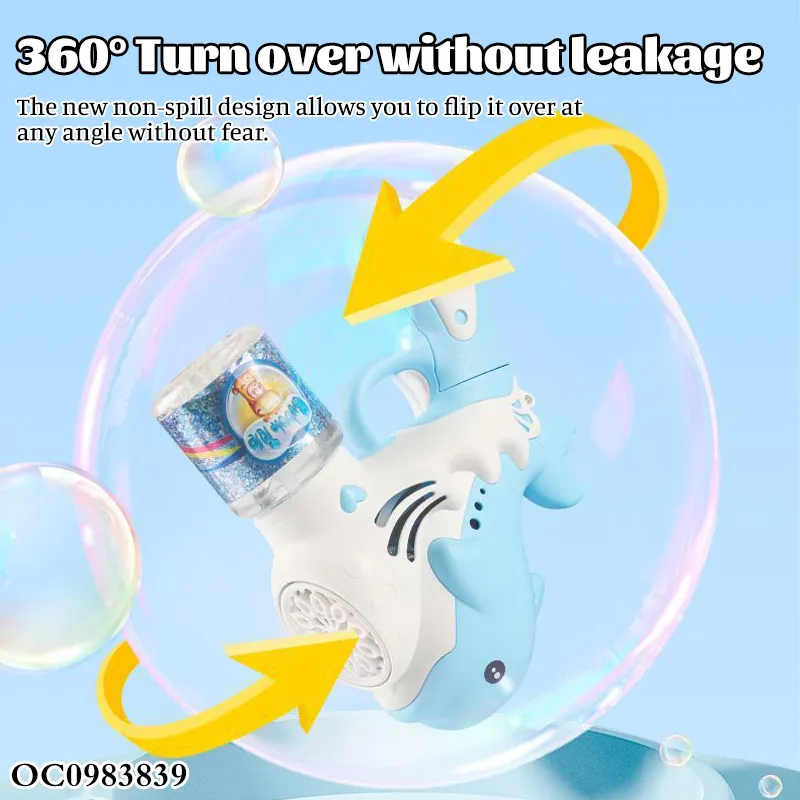 Outdoor Party Games Light up Electric Dolphin Bubble Machine Gun Toys for Kids