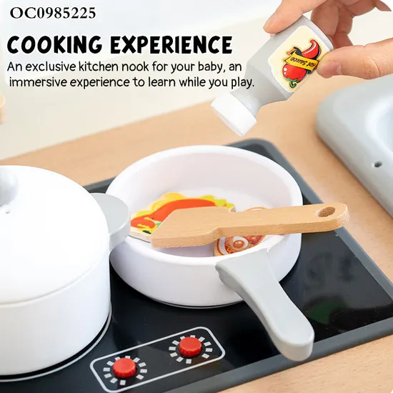 Wholesale Wooden House Miniature Cooking Stove Tableware Pretend Play Children's Plastic Spray Sink Kitchen Toy