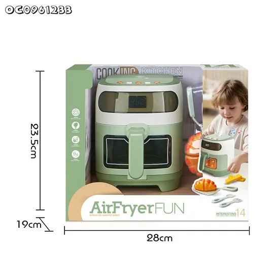 Wholesale Funny Household Electrical Appliances Air Fryer Plastic Kids Kitchen Fast Food Pretend Play Toys Set with Mist Spray