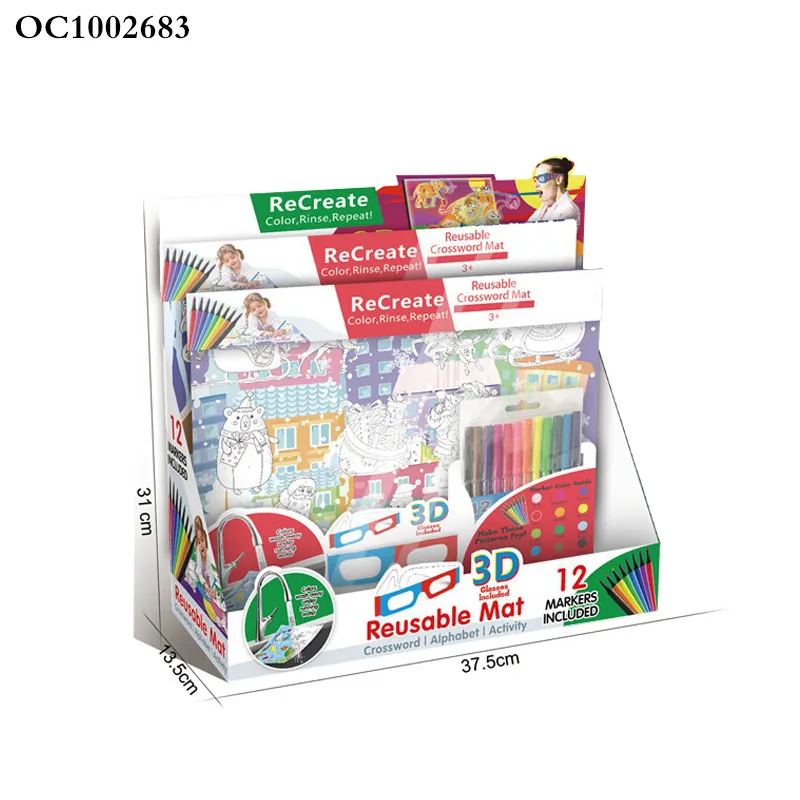 Wholesale Christmas Washable Custom Watercolor Coloring Book Mats Reusable Painting Montessori Educational Toys