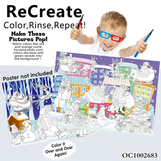Wholesale Christmas Washable Custom Watercolor Coloring Book Mats Reusable Painting Montessori Educational Toys