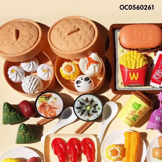 Wholesale Funny Educational 80 Pieces Plastic Food Toy Kids Kitchen Toy Pretend Play Set
