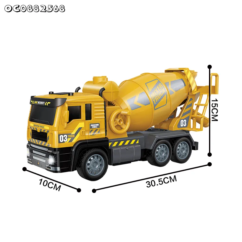 RC Plastic Concrete Mixer Truck Model 1: 24 Scale Engineering for Kids with Light with Remote Control Toys