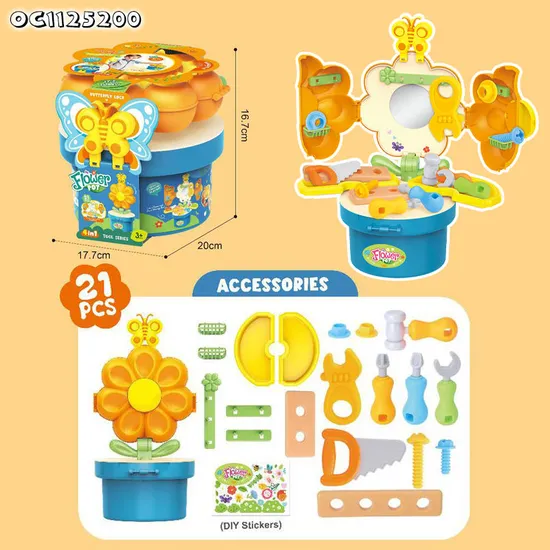 Hot Sale Portable Gift Craftsman Pretend Play Toy Preschool Education Nut Assemble Plastic Toy Mechanics Repair Tool Set Toy for Kid