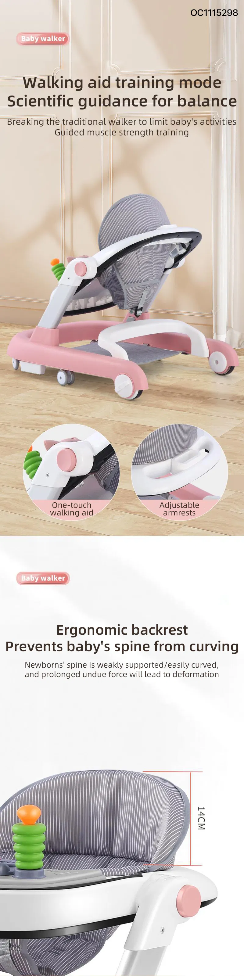 En71certificate Safety Lovelybaby Chair Baby Walker Manufacture Sit to Standlearning Walker Kids with Wheels for Toddler