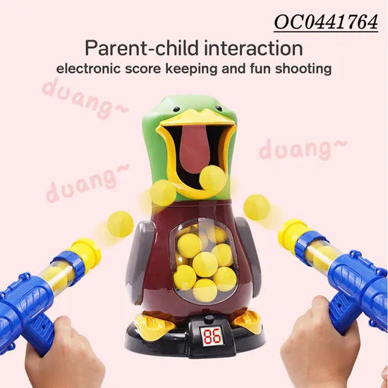 Funny Shooting Ducks Feeding Game Foam Rubber Soft Ball Gun Toy for Kids