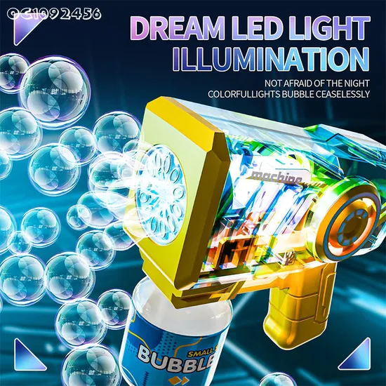 90ml Bubble Water Summer Outdoor Products Interactive Games Plastic Bubble Gun with Light Music