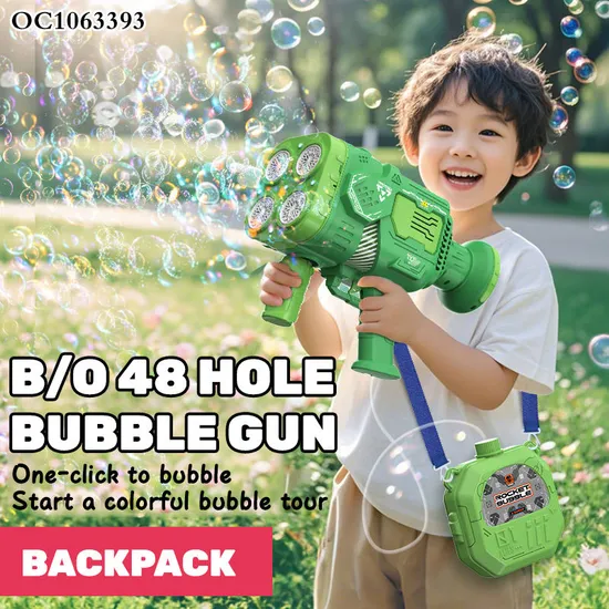 Chilidren Wholesale 48-Hole Battery Operated Rocket Soap Bubble Toy Gun OEM/ODM Plastic Machine with Light Music