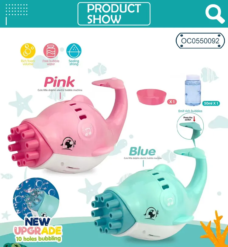 Cartoon Whale Battery Operated Gatling Gun Bubble Maker Toy for Kids
