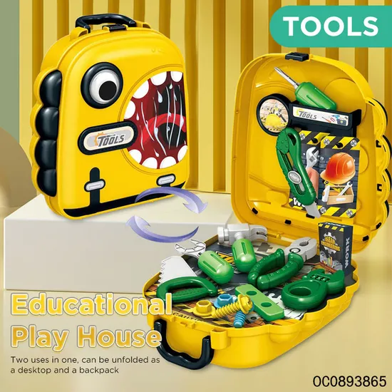 Wholesale Kids Pretend Play Repair Toy Mechanic Tool Box Set Toy for Kids with Backpack