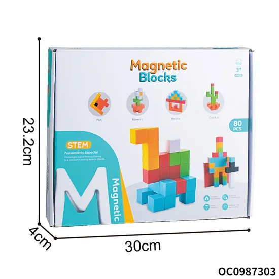 Wholesale Montessori Popular DIY 80PCS Magnetic Educational Building Blocks Toy