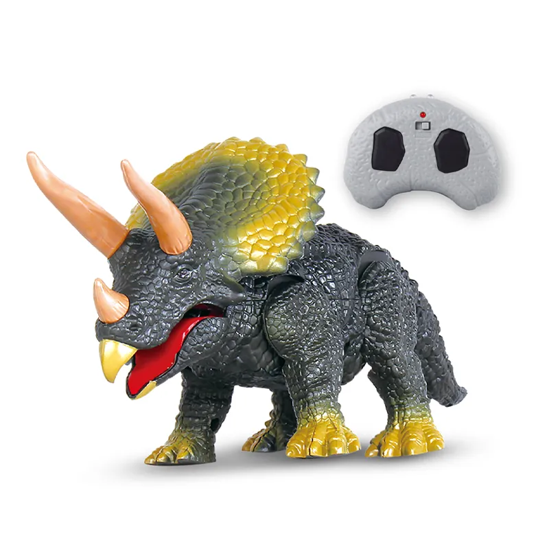 Interactive Realistic Animatronic Robotic Toy Walking Dinosaur Triceratop Infrared Remote Control Toy with Light and Sound Wholesale