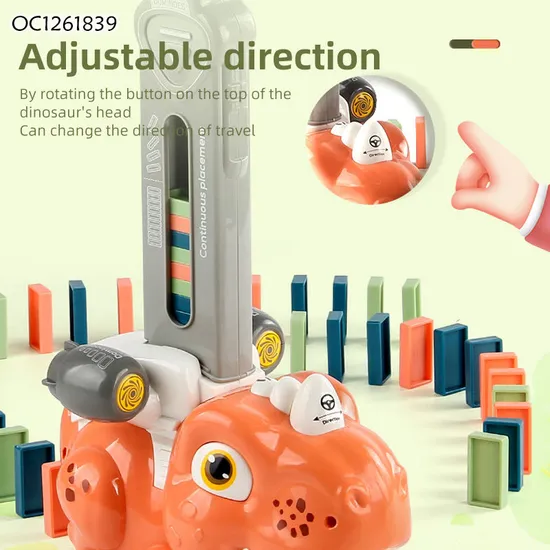 Wholesale Sensory Stress Relief Toy Small Domino Game Electric Mini Dinosaur Train Set Toy with Light and Sound for Kids Interactive