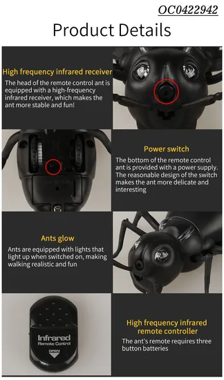 Wholesale Plastic Black Scary Crawling Remote Control Animal Model Spider Toy for Kids