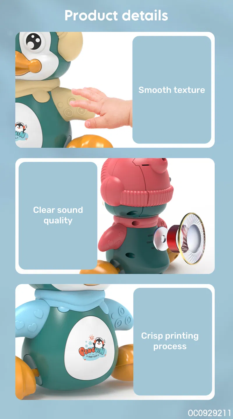 Hot Selling Wholesale Battery Operated Plastic Light up and Sound Penguin Animal Car Electric Baby Toy