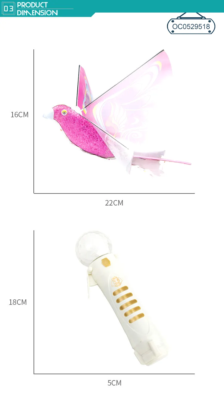 Wholesale Electric Battery Operated Line LED Light up Child Remote Control Electric Flying Bird Toys for Kids