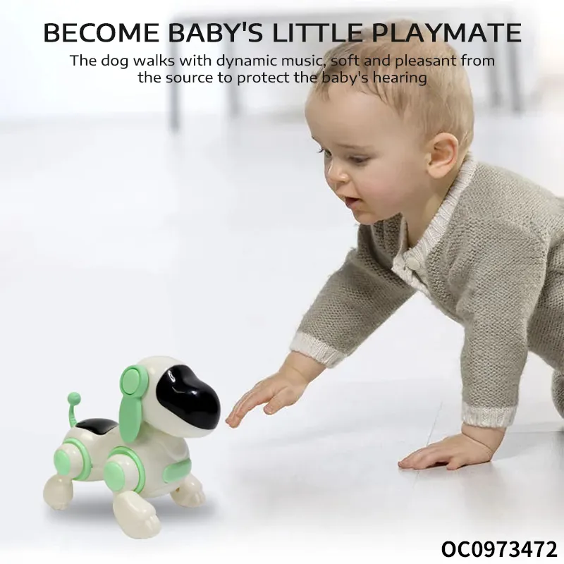 Popular Plastic Battery Operated Animals Walking Electronic Robot Dog Model Light Music Toys Dog for Kids