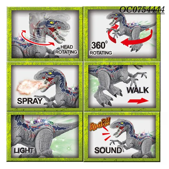 Kids 2.4G Simulation Cool Remote Control RC Spray Mist Walking Dinosaur Toy
