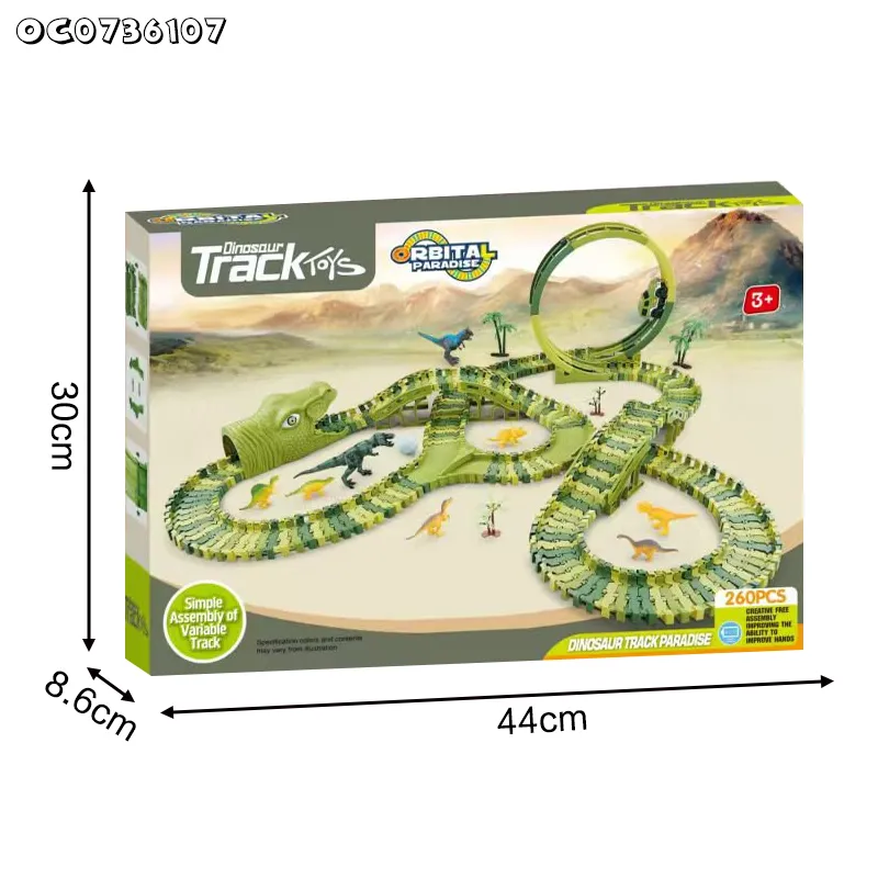 Newest Educational Toy Assembled Kids Race Dinosaur Flexible Track Parking Slot Toy with Electric Car for Boy Gift Item
