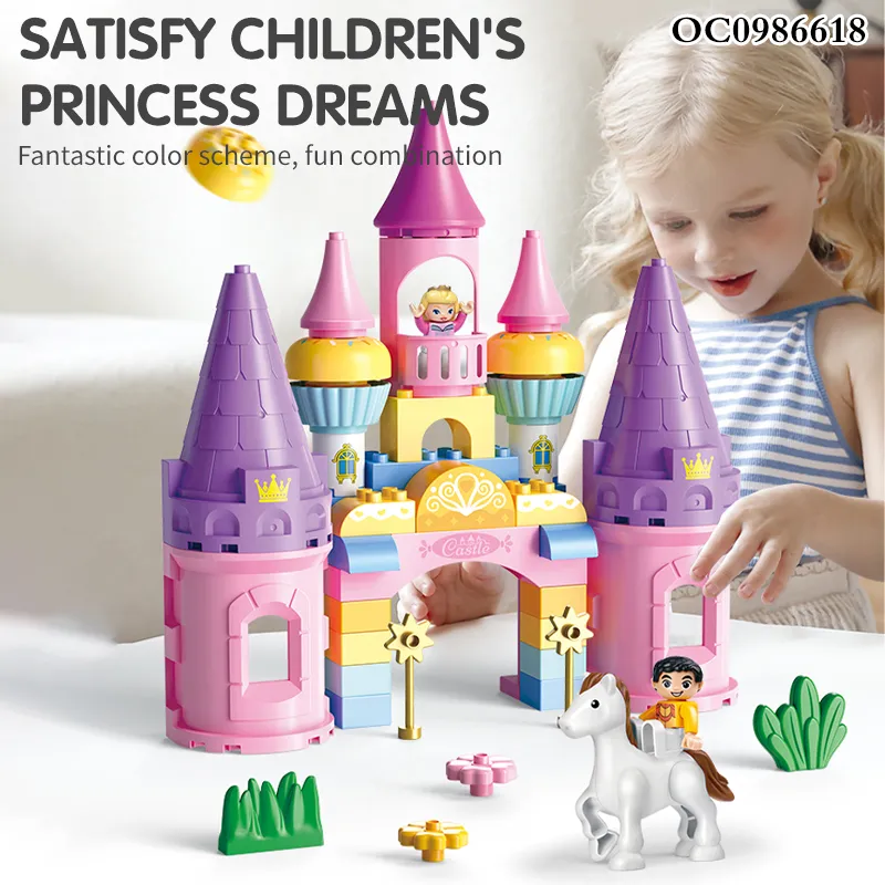 Wholesale Educational Montessori Castle Plastic Building Blocks Kid Toys