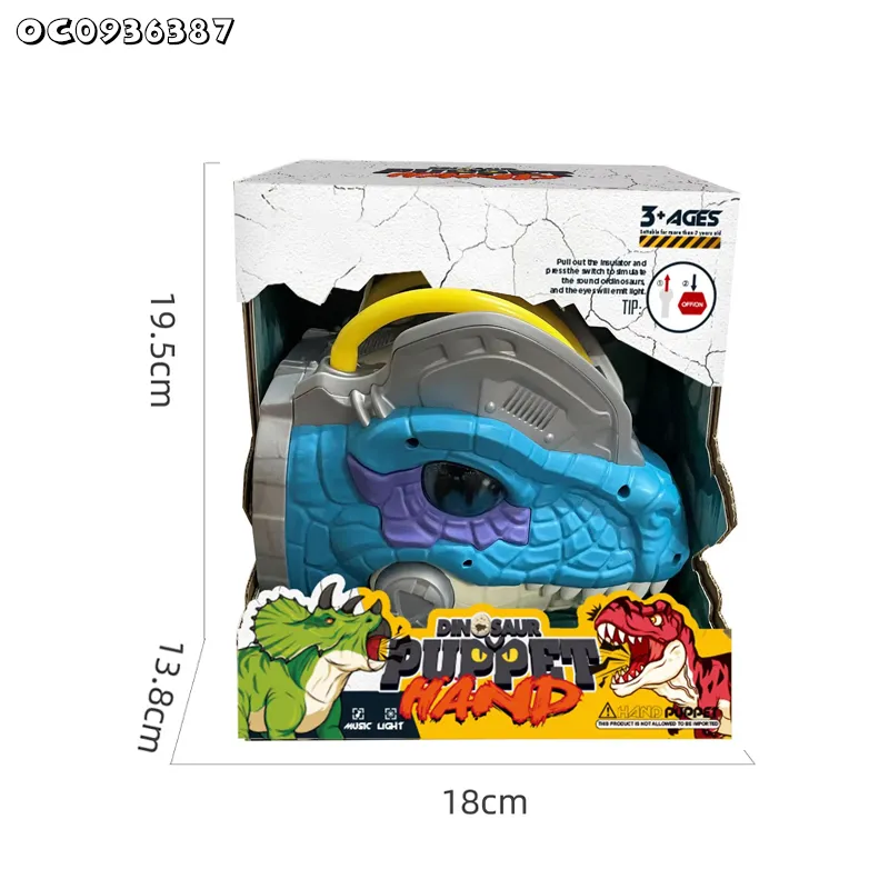 Lighting up Eyes Mechanical Dinosaur Model Plastic Dilophosaurus Toy Realistic Dinosaur Hand Glove Toy for Kids Interactive Games