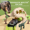 181PCS Dinosaur Theme Adventure Jigsaw Puzzle Track Cars DIY Assembling Rail Car Toys Slot Toys with Electric Dinosaur Car