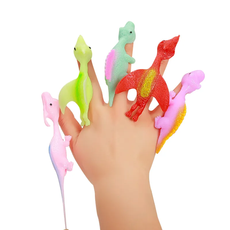 Wholesale Big Soft Rubber Dinosaur Hand Puppet 2025 Best Fidget Cute Animals Funny Catapult Toy Anti Stress Toy for Kid Children