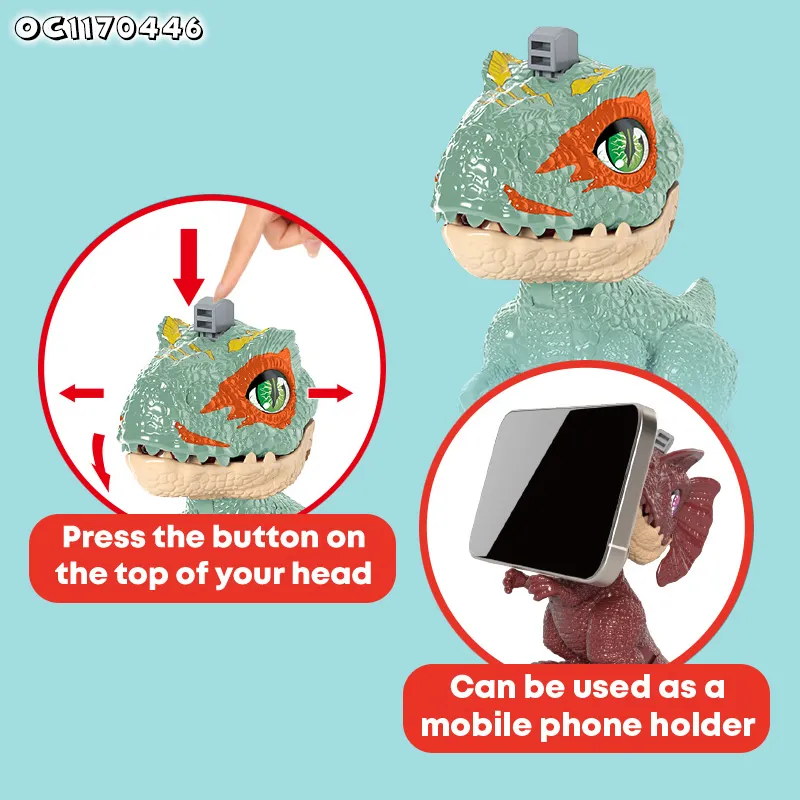 2in1 Mobile Phone Holder Press Button Cute Open Mouth Dinosaur Customizable Toys for Kids Children