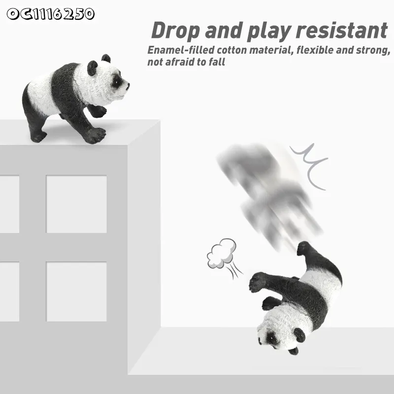 Wholesale Popular PVC Panda Realistic Small 3D Plastic Wild Animal Model Toys with Sound for Kids