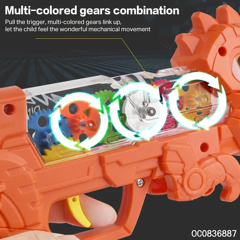 Battery Operated Gear Dinosaur Kids Toy Gun Toy with Lights and Sound