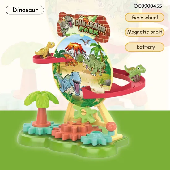 Wholesale Educational Montessori Plastic Dinosaur Race Track Cars Building Blocks Toy for Kids