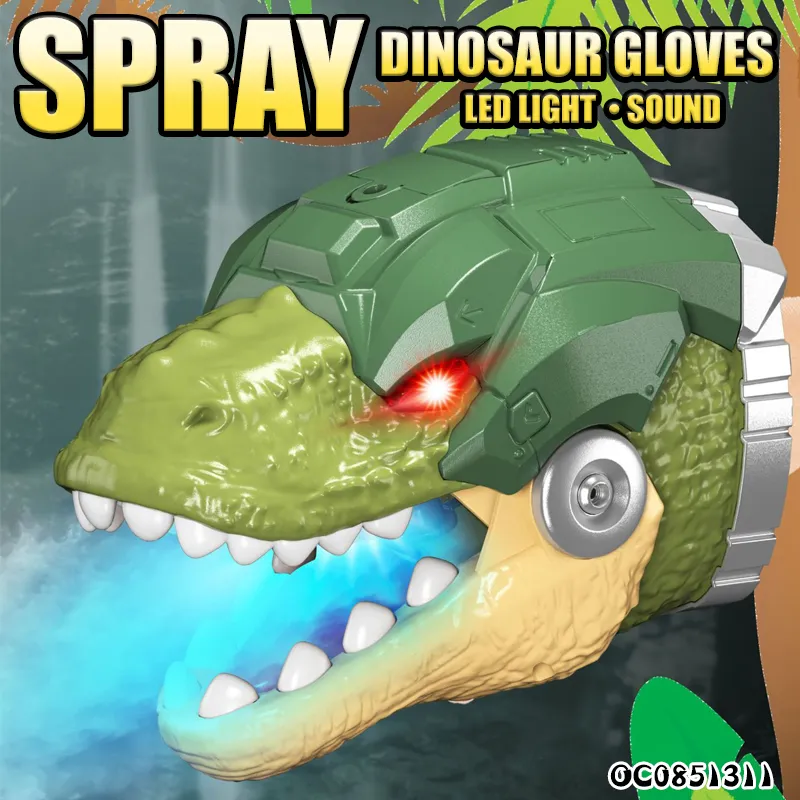 Wholesale Animal Spray Flash Light Music Dinosaur Head Pretend Plastic Dinosaur Toy for Kids