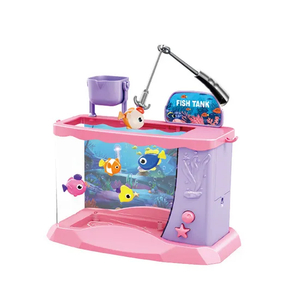 2026 New Arrival Funny Kids Interactive Indoor Games Battery Operated Swimming Fish Table Game Machine Toy with Lighted up Tank